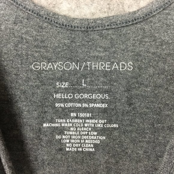 Grayson Threads Bodysuit L Gray Scoop Neck Tank Top Sleeveless Saturday Slim Fit - Picture 7 of 11